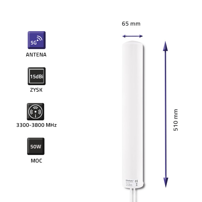 57034 Ympärisäteilevä Antenni 5G 3300-3800Mhz, Qoltec